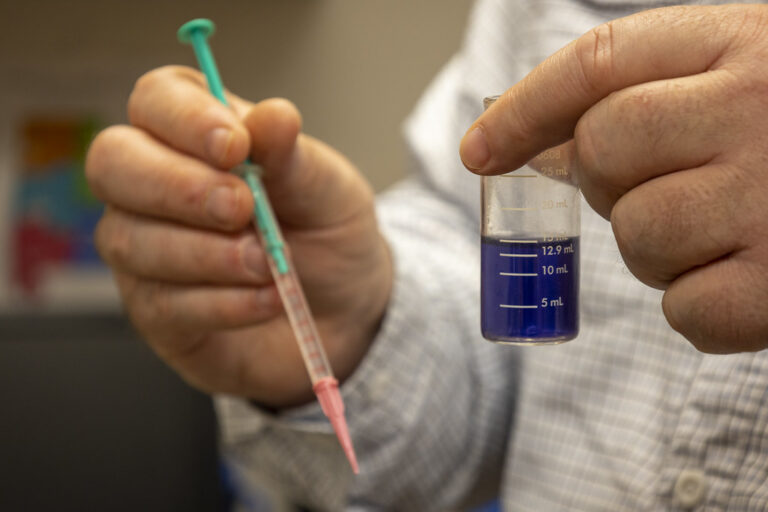 Water sample being tested with a chemical reagent